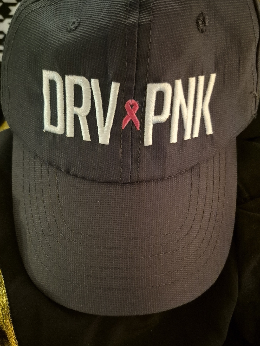DRV PNK Embroidered Baseball Cap - Black with Pink Ribbon